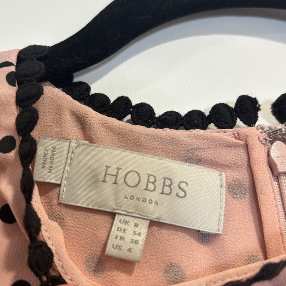 Hobbs London Maria Polka Dot Size 4 Blush Pink Fit & Flare Midi Dress - Picture 6 of 16